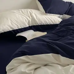 MY HOME STORE - Duvet Bicolor Azul Oscuro Blanco Queen