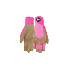 MIR - Guantes Miracle-Gro para Mujer en Cuero Sintético Rosa con Pulgar Reforzado