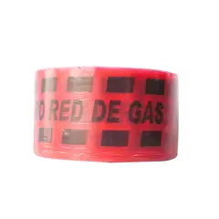 DQ - Cinta Peligro 10cm x 500 Metros Set Por 10 Rollos Calibre 2 (peligro Red de Gas)
