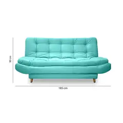 INDUSTRIAL BASESTILOS - Sofá Cama Damasco 3 Posiciones Anti Rasguños Turquesa patas Madera