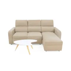 HOGAR VENECIA - Sofá en L Bethel y Mesa Oslo 95x210x155 Taupe