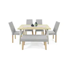 HOGAR VENECIA - Set Comedor 6 Puestos Liverpool 76x138x80 Plata