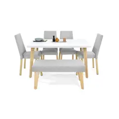 HOGAR VENECIA - Set Comedor 6 Puestos Lugo Matiz Viena 76X138X80 Plata