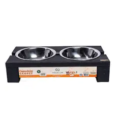 GENERICO - Comedero Para Perro Madera Plástica Talla S 32x8x15 Gris Induecon