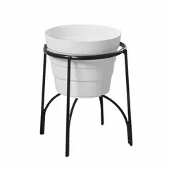 REJIPLAS - Base Con Patas Para Matera Ovalado 21X20X21Cm Acero Plastificado Negro