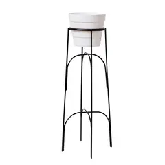 REJIPLAS - Base Con Patas Para Matera Ovalado Alto 24x50x24cm Acero Plastificado Negro