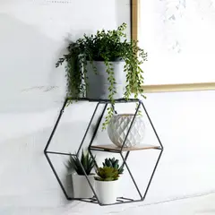 REJIPLAS - Repisa Pequeña Hexagonal. Pintado Negro