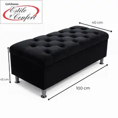 ESTILO Y CONFORT - Puff de 100 Capitoniado Tela Negro