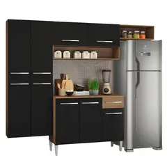 MADESA - Cocina Integral Emilly Fit 2.30 M Marrón/Negro Sin Mesón