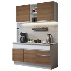 MADESA - Cocina Integral Glamy 1.50 Metros con Encimera - Blanco/Marrón 01
