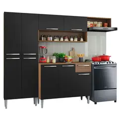 MADESA - Cocina Integral Emilly Top 2.30 Metros - Marrón/Negro