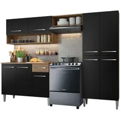 MADESA - Cocina Integral Emilly Pop 2.30 Metros - Marrón/Negro