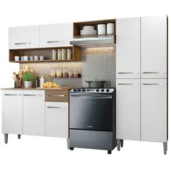 MADESA - Cocina Integral Emilly Pop 2.30 M Marrón/Blanco Sin Mesón
