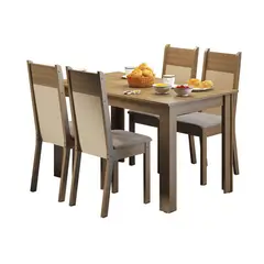 MADESA - Comedor Habana + 4 Sillas Marrón/crema/beige