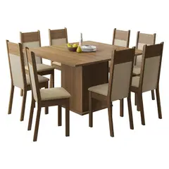 MADESA - Comedor Panamá + 8 Sillas Marrón/crema/beige