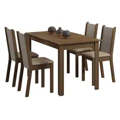 MADESA - Mesa Bea Tapa de Madera + 4 Sillas Marrón/crema/beige