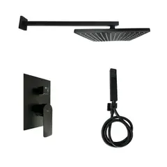 INKORPORAR - Grifería De Ducha Spazio Negro Con Salida Bañera +Regadera Maxim+Teleducha Modern 6 Piezas Consumo 9.3 l/min
