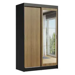 MADESA - Closet Tokio 218X109X54 2 Puertas Espejo Negro Rustico