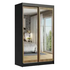 MADESA - Closet Tokio 218X109X54 2 Puertas Espejo Negro Marrón
