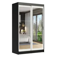 MADESA - Closet Tokio 218X109X54 2 Puertas Espejo Negro Blanco