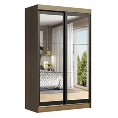 MADESA - Closet Tokio 218X109X54 2 Puertas Espejo Marrón Negro
