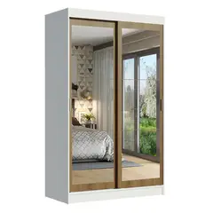 MADESA - Closet Tokio 218X109X54 2 Puertas Espejo Blanco Marrón