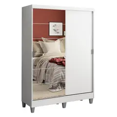 MADESA - Closet Luke 183X120X53 2 Puertas Espejo Blanco/Pies