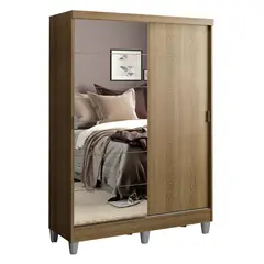MADESA - Closet Luke 183X120X53 2 Puertas Espejo Marrón/Pies