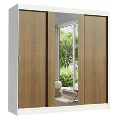 MADESA - Closet Reno 205X180X54 3 puertas Espejo Blanco Marrón