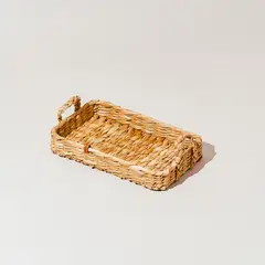 BUONASERA HOUSE - Bandeja con Asas Tejida-40 cm Ancho x 25 cm Largo x 6 cm Profundidad - Palma de Enea
