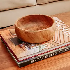 BUONASERA HOUSE - Bowl de Madera Tallado Mediano-17cm Diámetro x 6cm Profundidad