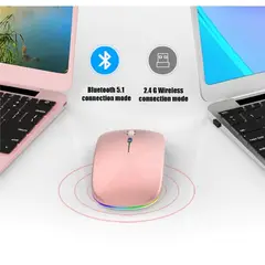 GENERICO - Mouse Ratón Recargable Inalámbrico y Bluetooth Led Gaming