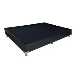 MUEBLES COLOMBIA MUCOL - Cama Base Doble 140x190 Entera con Pestaña Sintético Negro Pata Acero