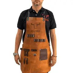 STEAK AND BEER - Delantal Parrillero Profesional en Cuero