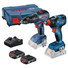 BOSCH - Taladro Percutor 18V + Llave Impacto 18V Brushless + 2 Baterías y Maletín