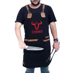 STEAK AND BEER - Delantal Parrillero Experto en Cuero / Textil