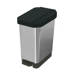 ESTRA - Caneca Plástica 22 Litros Negro Color Metalizado con Pedal 25,5 x 48,12 x 39,8cm