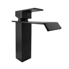 CCOL - Grifería para Lavamanos Baja Mezclador Cascada Slim Negra