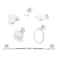 CCOL - Accesorio 6 Piezas Zamak Base Redonda Cromo Brillante Valkiria