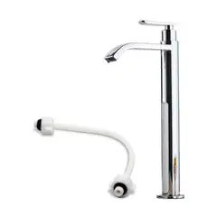 CCOL - Grifería para Lavamanos Alta Agua Fria Cascada Metalica Cromo Brillante Hsa-02 +acople Pvc 40cm 20022