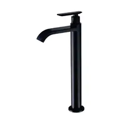 CCOL - Grifería Para Lavamanos Alta Agua Fria Cascada Metalica Negro Sevilla Consumo 9 l/min
