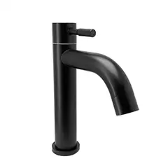 CCOL - Grifería para Lavamanos Baja Pico Curvo Agua Fria Acero Inox 304 Negro Mate 2020461 Emotion Black