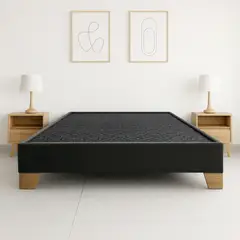 ESTILO Y CONFORT - Basecama 160 Dividida Tela Gris Patas de Madera