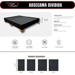 ESTILO Y CONFORT - Basecama 200 Dividida Tela Negra Patas de Madera