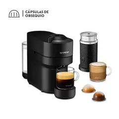 NESPRESSO - Cafetera de Cápsula Vertuo Pop Negro Bundle A3GDV2-TW-BK-NE