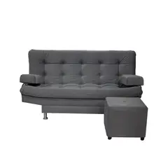 E MADERA - Sofá Cama Grace 85X180X55 + Puff 30X45X45 Gris