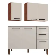 MUEBLES 2020 - Cocina Integral Canna 120cm con 3 Puertas + 2 Cajones + Aéreos Blanco en MDP 15mm