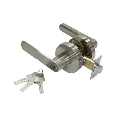 GENERICO - Cerradura Palanca Redonda Entrada Principal Níquel Llave de Seguridad