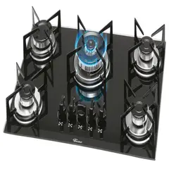 FISCHER - Estufa Empotrar 5q Gas Triple Llama Vidrio Negro Marca