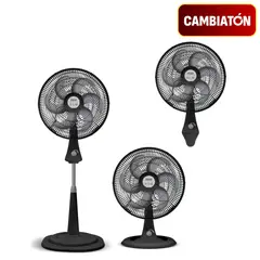 SAMURAI - Ventilador Turbo Silence Maxx 3 en 1, 3 Velocidades, Negro